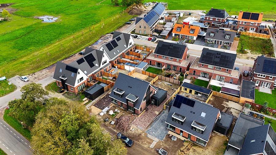 12 nieuwbouwwoningen Dalhorst in Enter door STEK Vastgoed drone foto