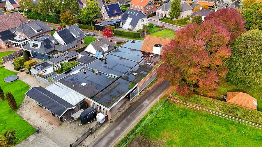 Drone foto bovenaf van Oude Deldenseweg 1 in Enter project van STEK Vastgoed