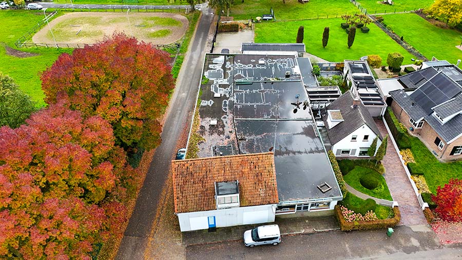 Drone foto bovenaf van Oude Deldenseweg 1 in Enter project van STEK Vastgoed